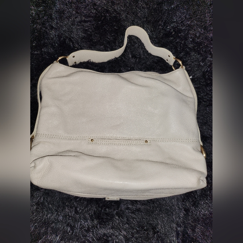 Michael Kors Cream Leather Shoulder Hobo with Front Buckle Pocket - Picture 2 of 12